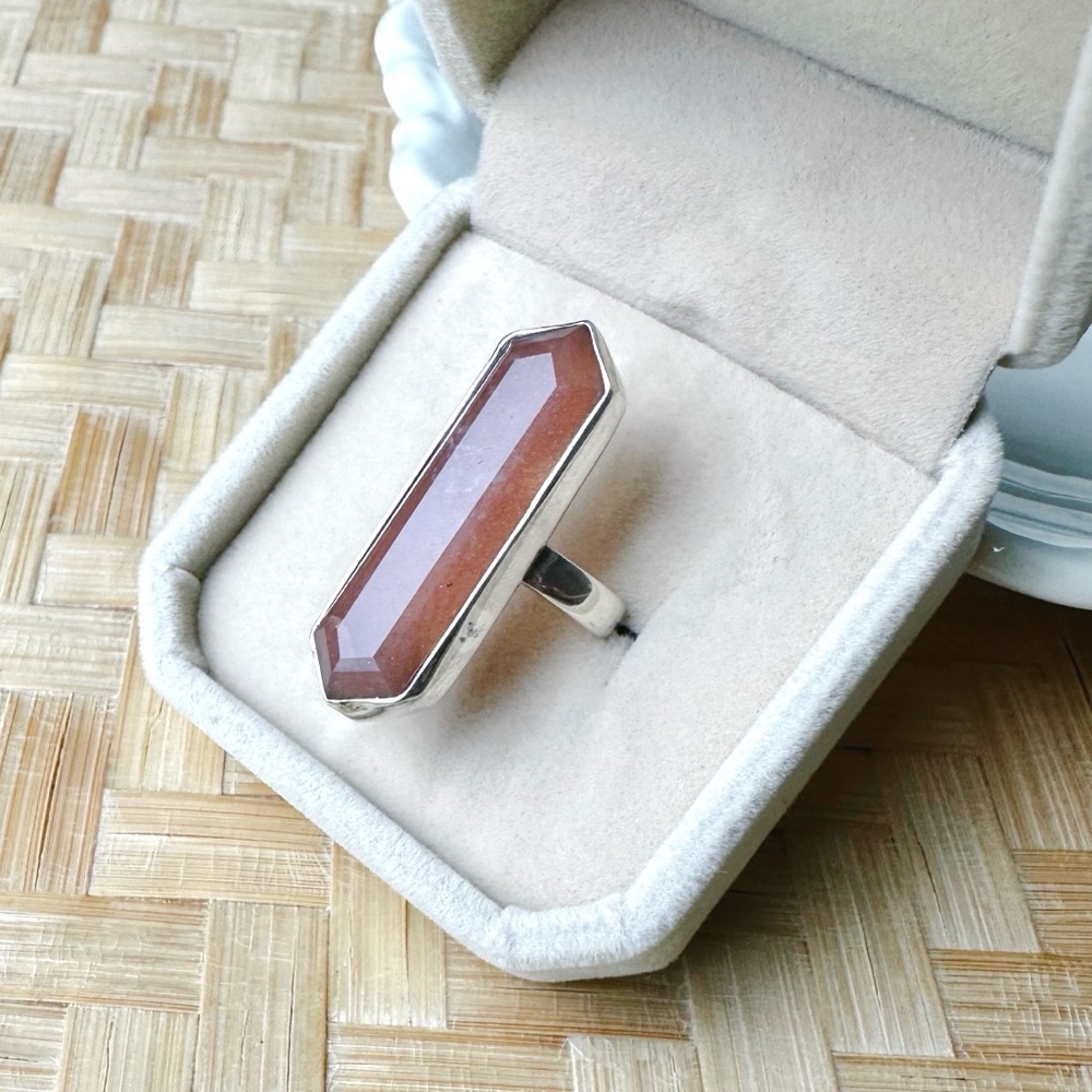 Sunstone 925 Sterling Silver Ring | Size 5 | Orange